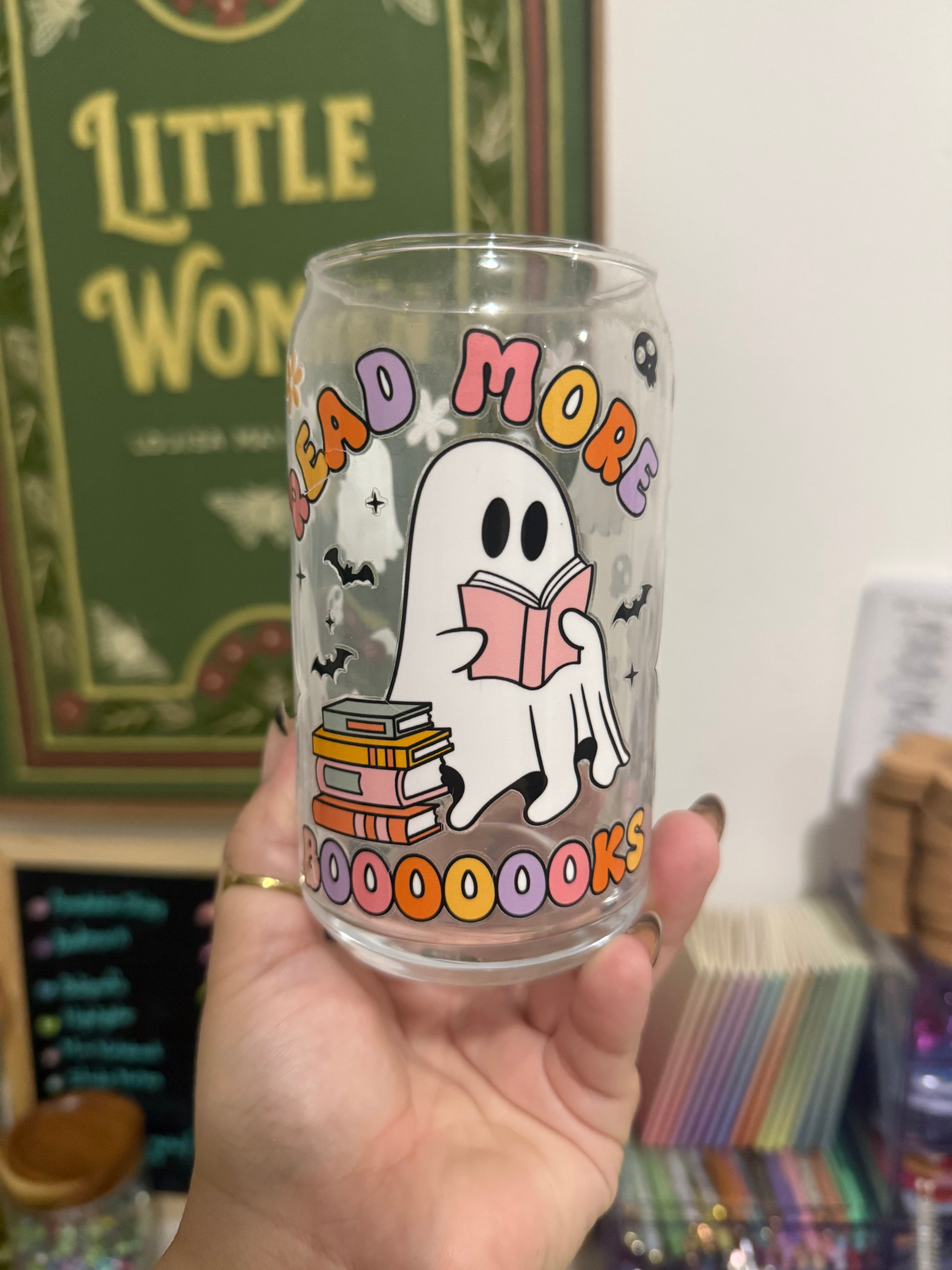 Glass Can Cup - Read More Boooooks