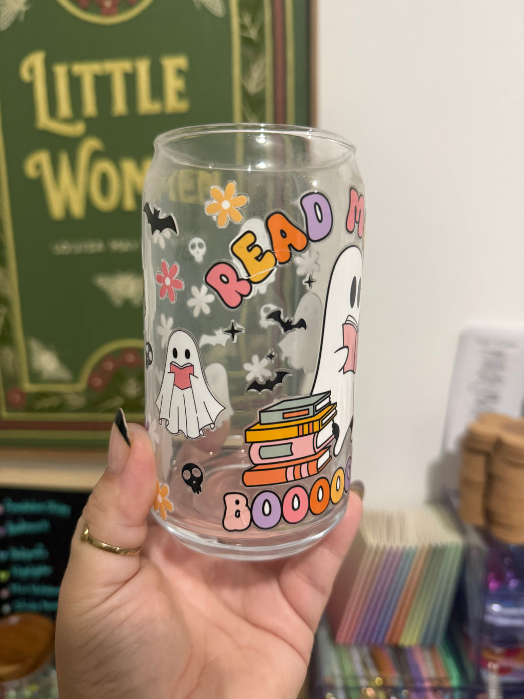 Glass Can Cup - Read More Boooooks